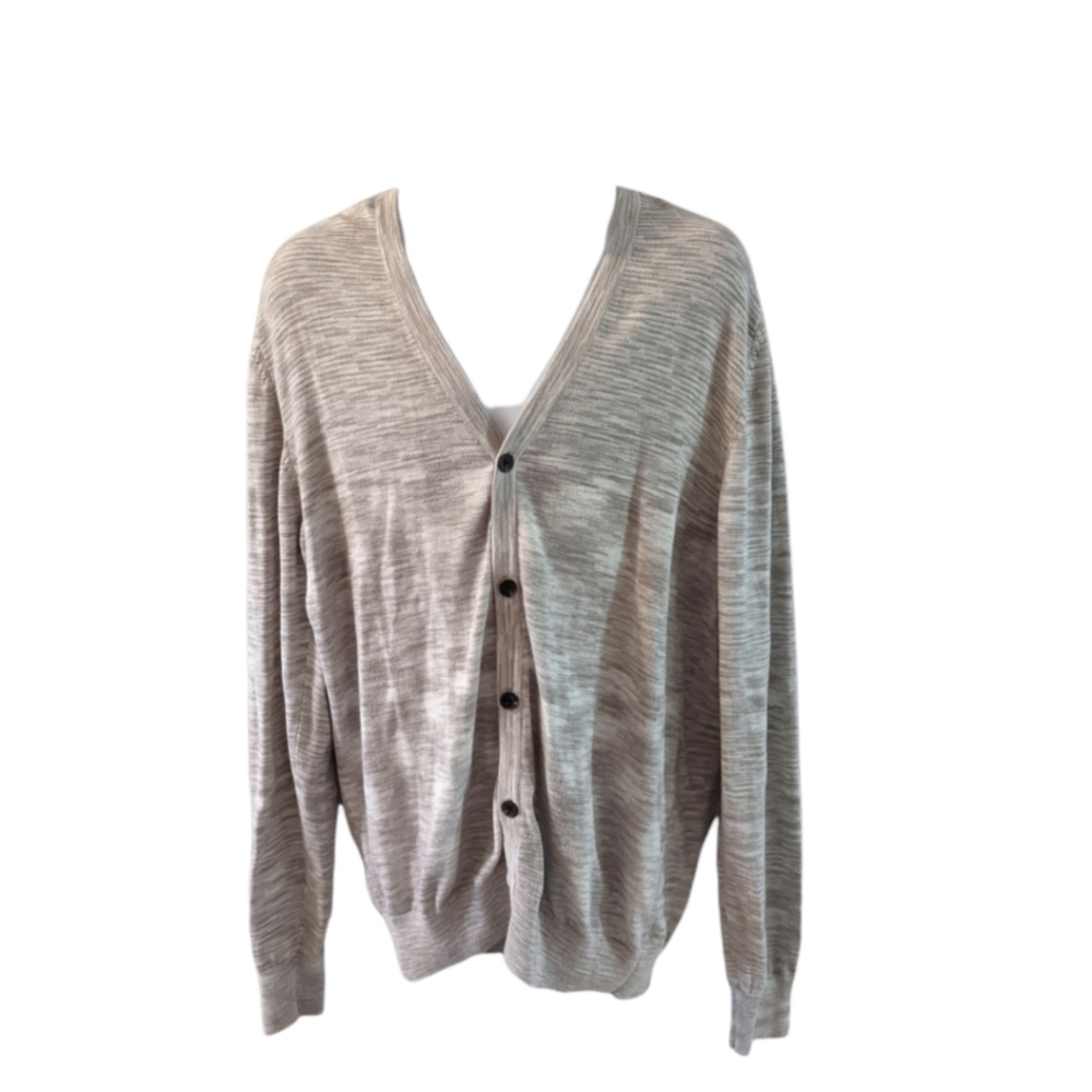 H & M Men's Gray & White Cardigan Sweater Size Large L